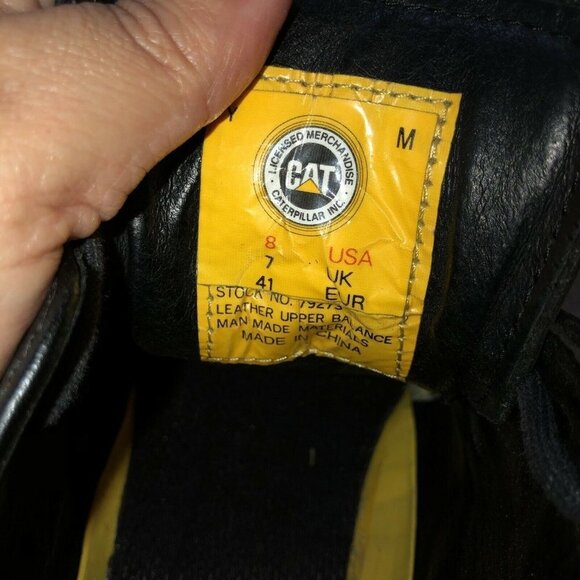 CATERPILLAR Mens Black Leather Ankle Work Boots Sz 8 - Picture 10 of 10